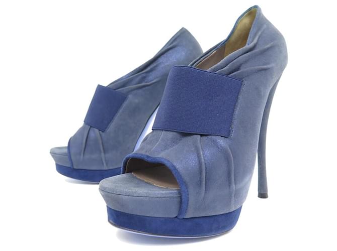 VERSACE SCARPE DÉCOLLETÉ CON TACCO 39 IT 40 SCARPE DÉCOLLETÉ IN CAMOSCIO BLU