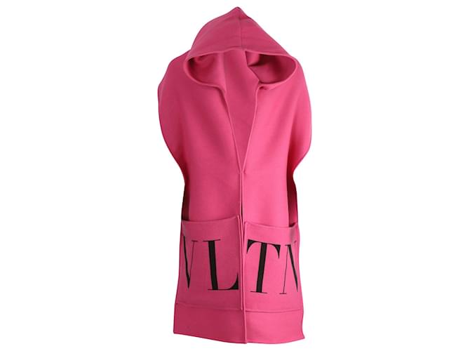 Scialle Valentino Garavani con Cappuccio in Lana Rosa