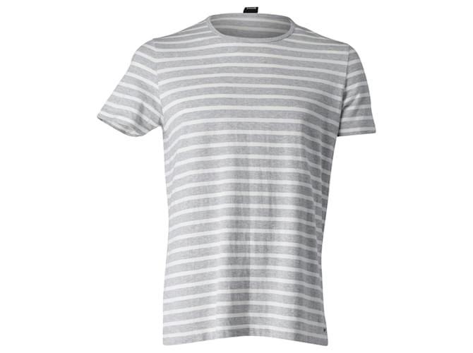 T-shirt a righe slim fit Hugo Boss Tessler in jersey di cotone bianco e azzurro