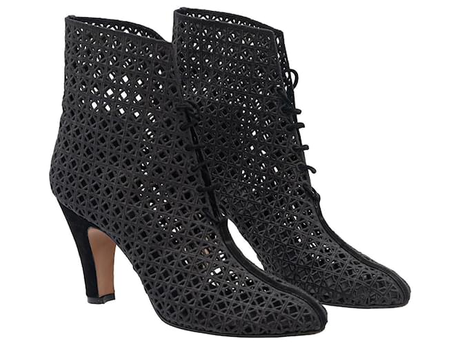 Salvatore Ferragamo Stivaletti con nappine in pelle scamosciata nera Nero