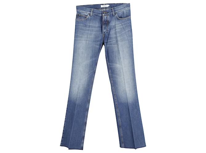 Saint Laurent Jeans YSL Bootcut Denim in Cotone Blu