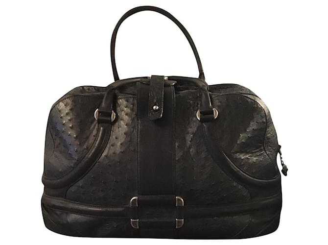 Borsa a mano Alexander McQueen in pelle di struzzo nera Nero