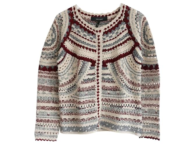 Giacca all'uncinetto Isabel Marant Weston Argento Crudo Bordò