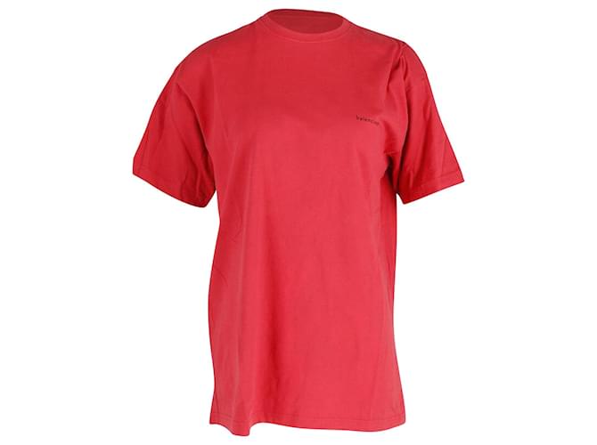 T-Shirt Logo Balenciaga Oversize in Cotone Rosso