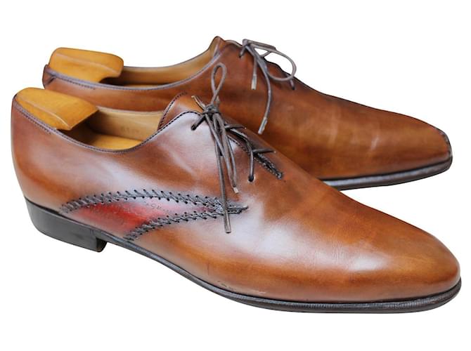 CHAUSSURE BERLUTI RAPIECE RIPRESA EN CUIR SCRITTA 10 / 44 SUPER CONDIZIONI SCARPE DA UOMO Multicolore
