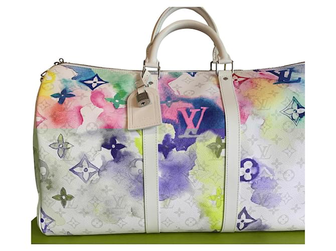 Abbesses Louis Vuitton KEEPALL Bandouliere 50 ACQUERELLO Bianco