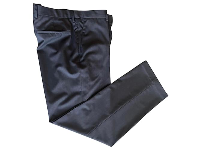 Adolfo Dominguez Pantalone AD blu grigio lana T. 50 (56 indicato)