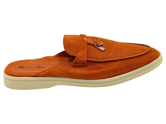 Loro Piana Mule Babouche Charms in Camoscio Arancio Arancione