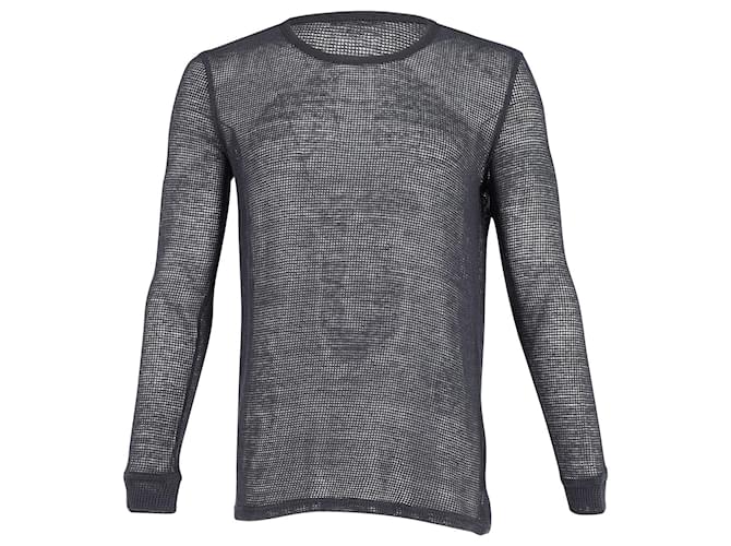 Top Balmain a maniche lunghe in rete lavorata a maglia in cotone nero