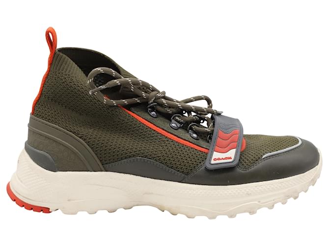 Coach Allenatore C243 Sneakers One Strap Runner in pelle verde oliva