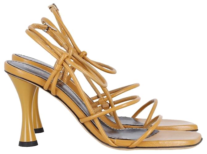Proenza Schouler Square Strappy sandali in pelle marrone
