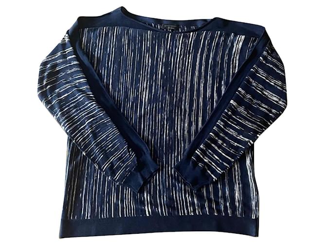 Adolfo Dominguez Maglione da uomo con scollo a barchetta a righe blu scuro T. S o 5 - Nuovo Blu navy