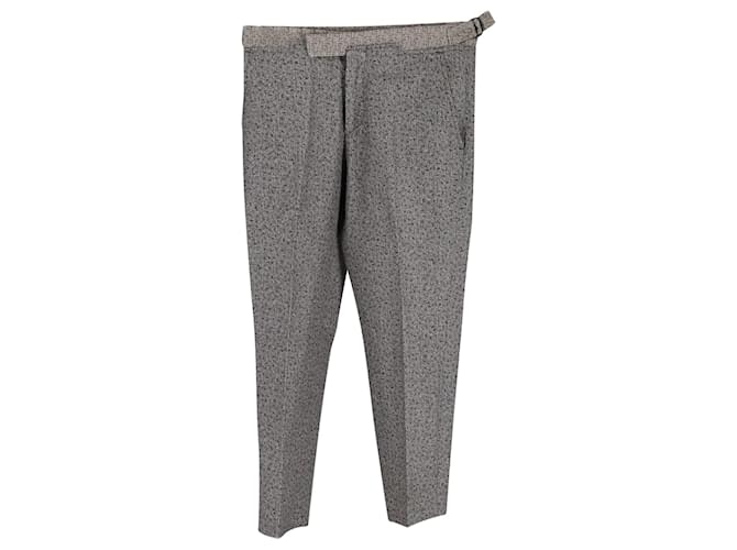Dries Van Noten Pantalone Stampato in Lino Grigio