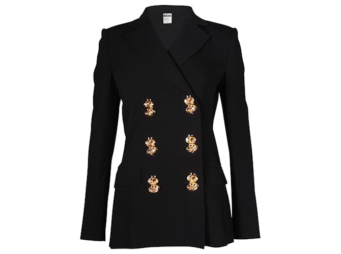 Blazer petto foderato Moschino Couture Dollar Sign in viscosa nera Nero