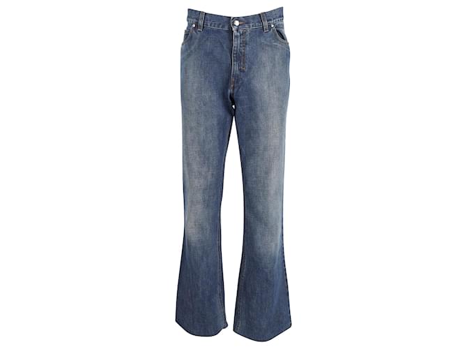 Jeans con orlo svasato Yves Saint Laurent in denim di cotone blu
