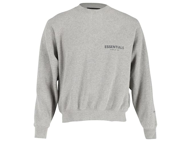 Felpa con stampa logo Fear of God Essentials in cotone grigio