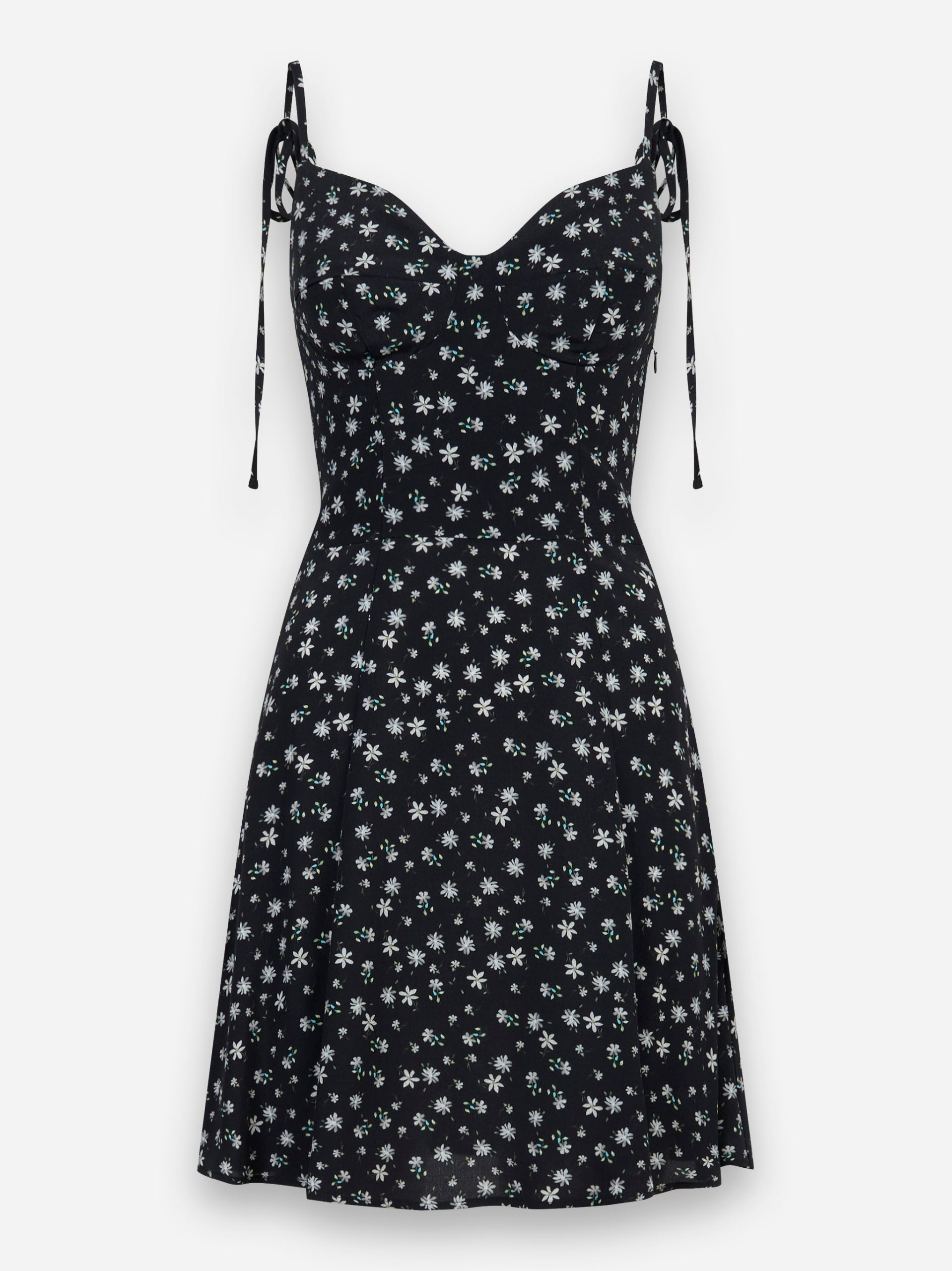 Abito Ariel corto in crepe con coppa preformata e spalline Nero