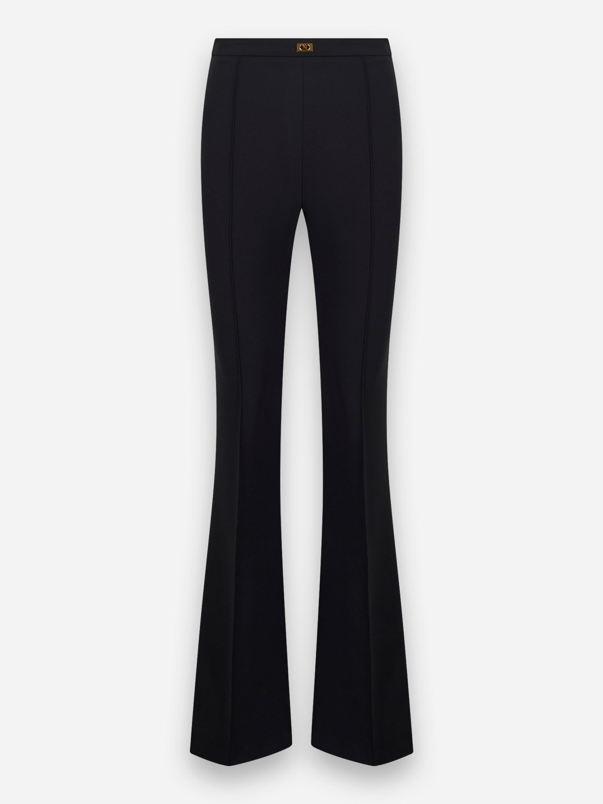 Pantaloni a zampa in crepe con placca logo Nero