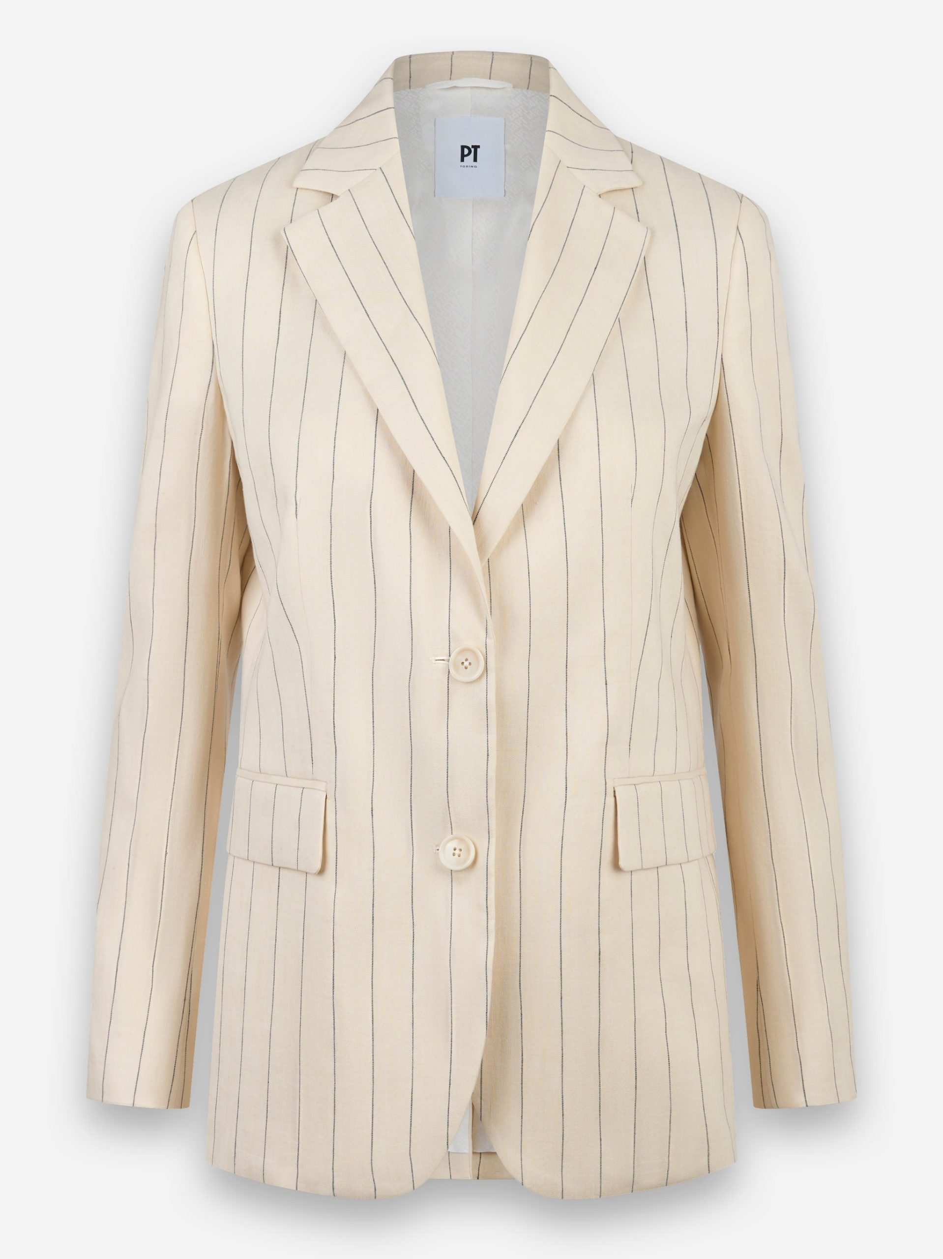 Blazer due bottoni in cotone e lino Beige