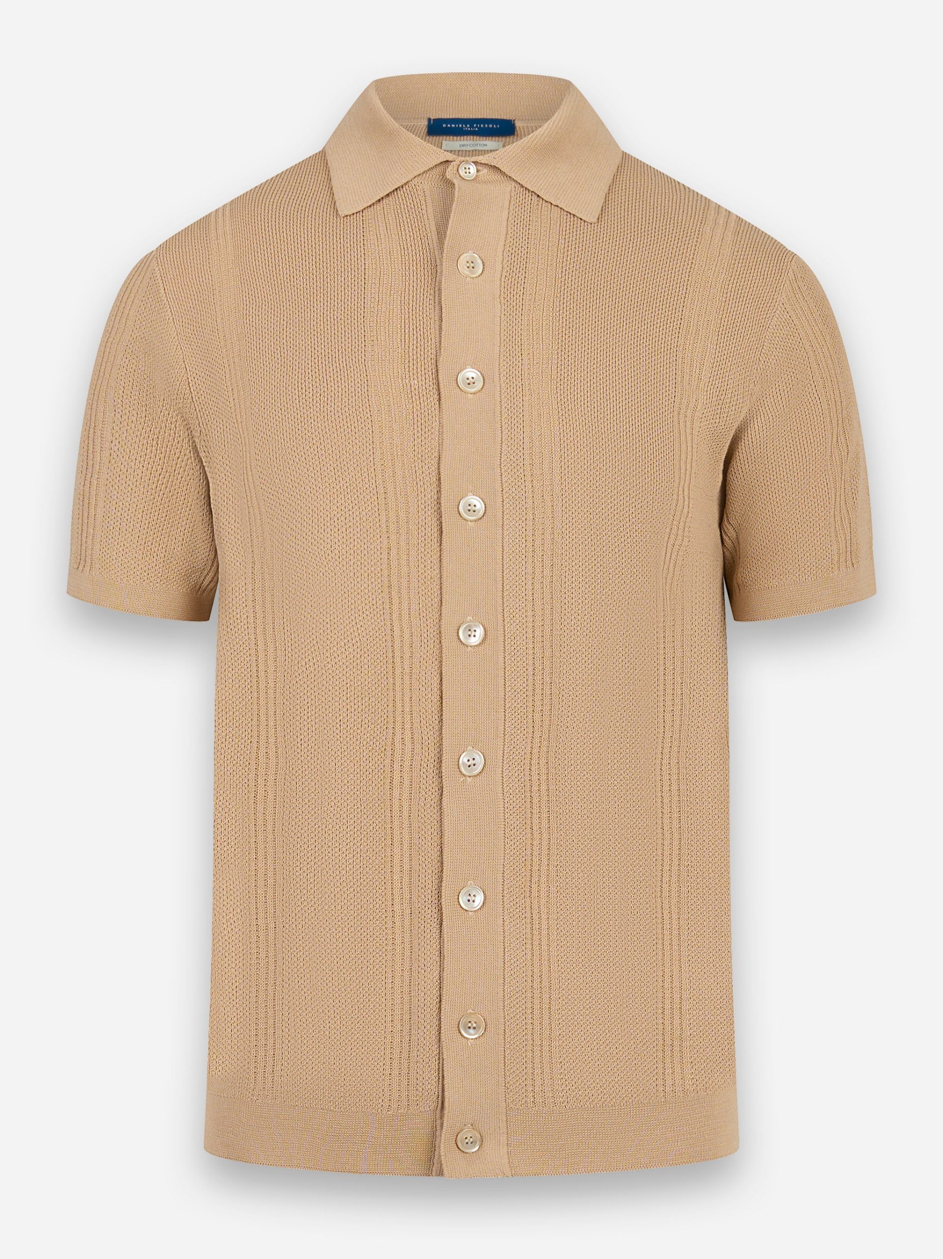 Polo camicia manica corta oversize Beige
