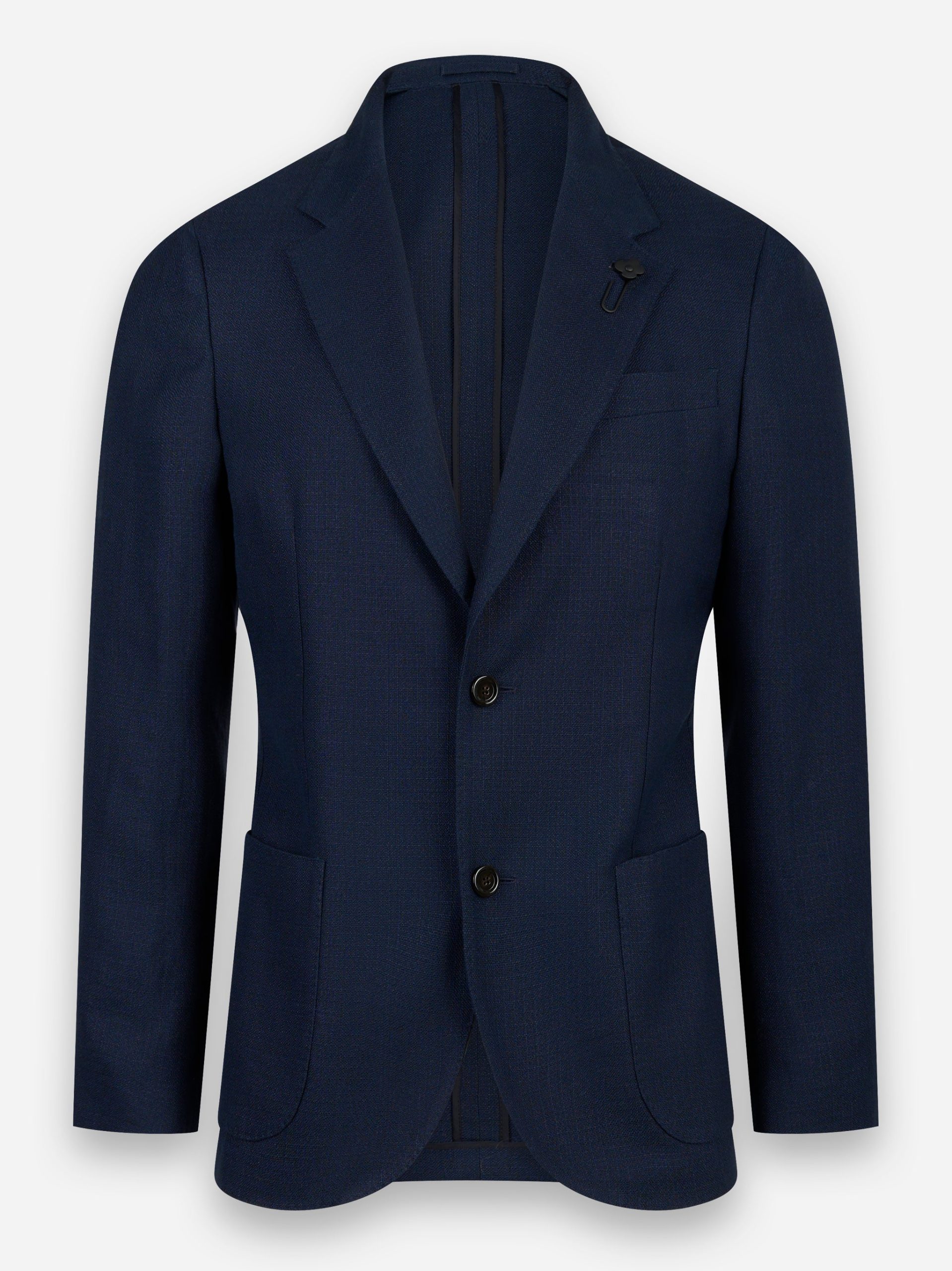 Blazer in cotone e lino con tasche a toppa Blu
