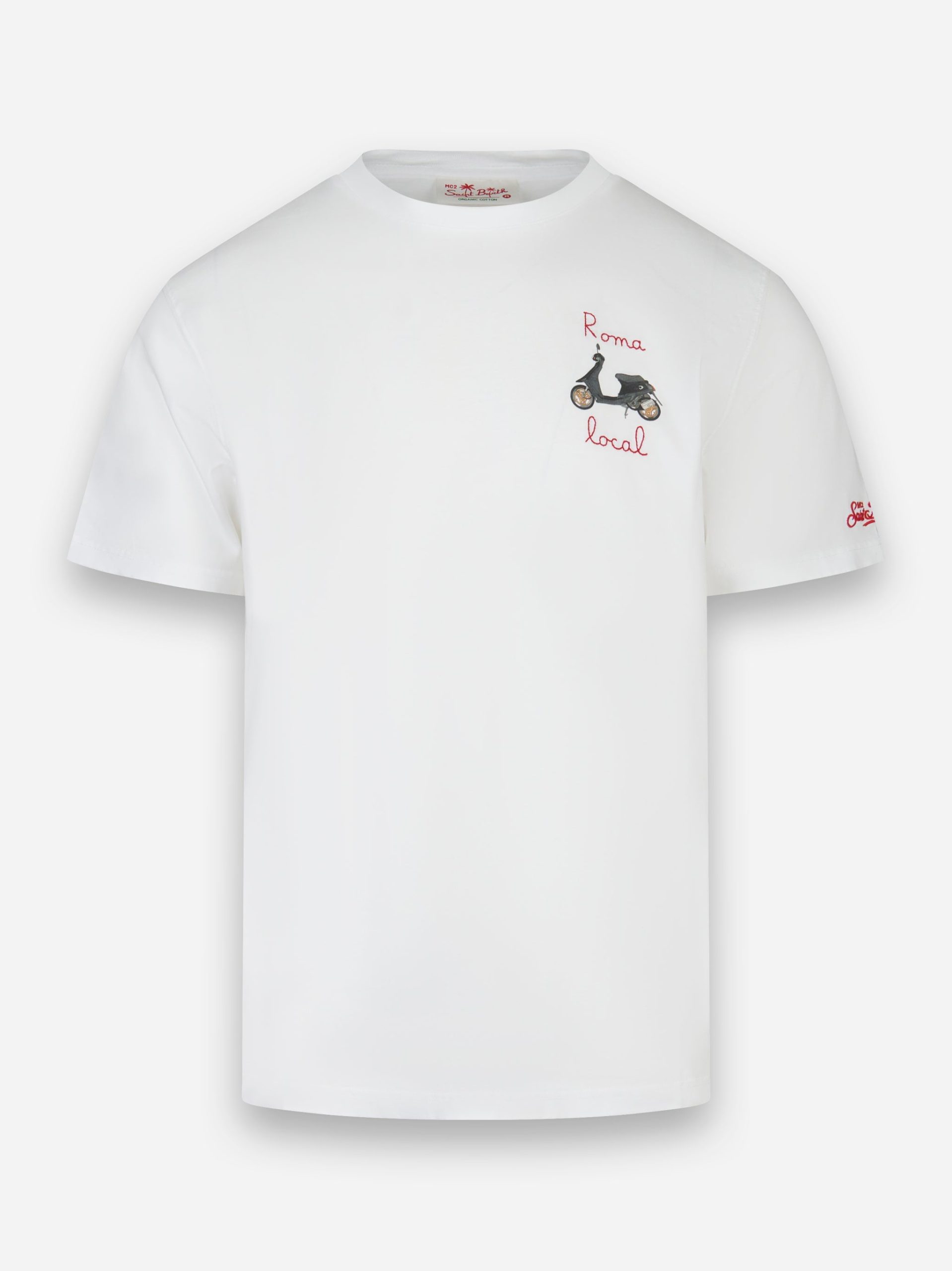 T-shirt girocollo con ricamo Roma Local Bianco