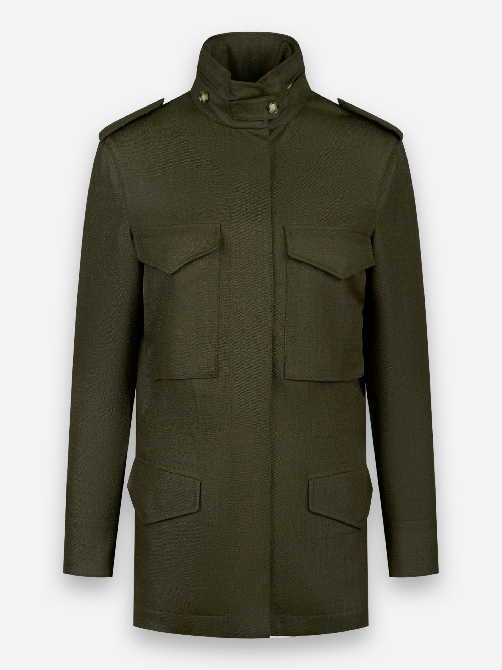 Field Jacket in cotone e lino Verde