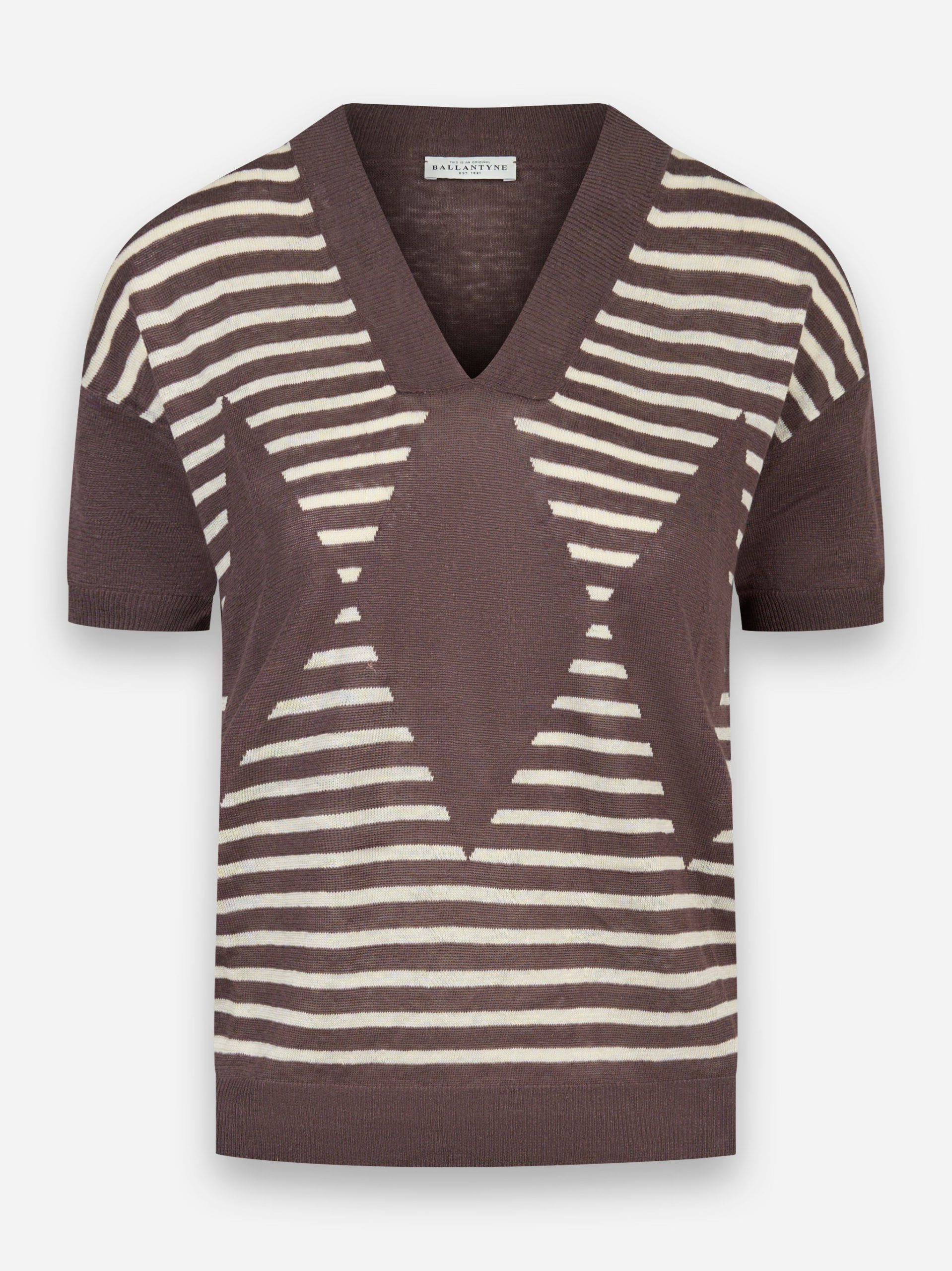 T-shirt scollo a V Marrone