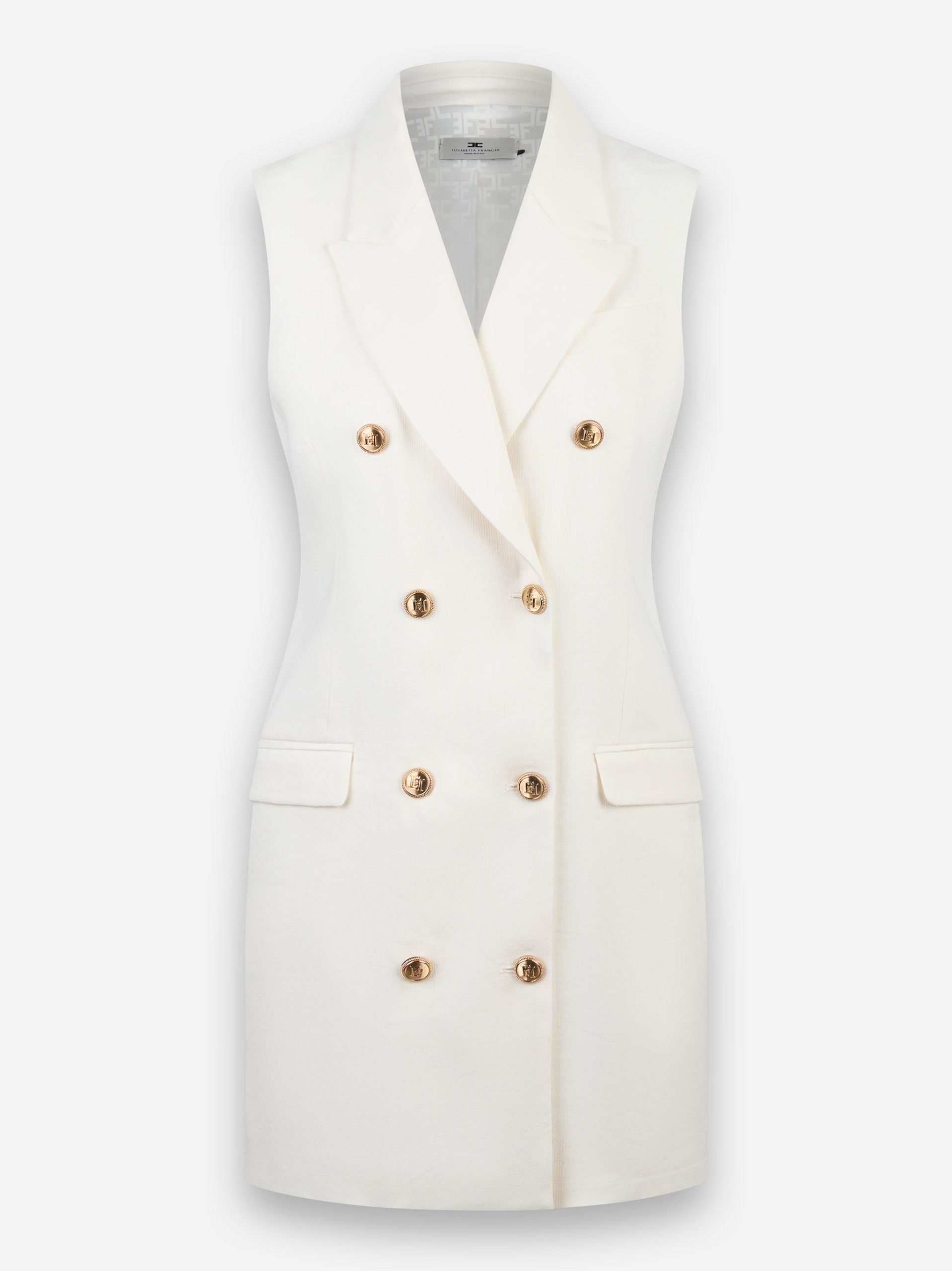 Abito in gabardina di misto lino Bianco