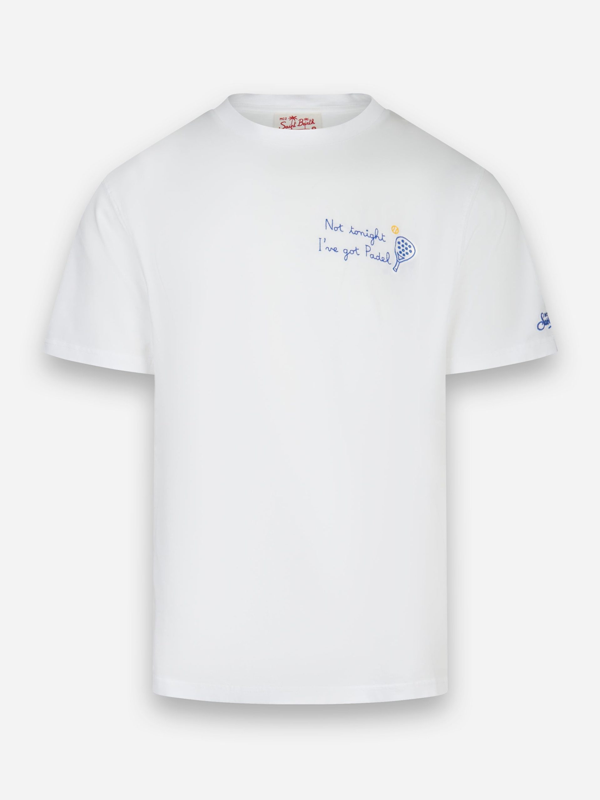 T-shirt manica corta con ricamo Not tonight Bianco