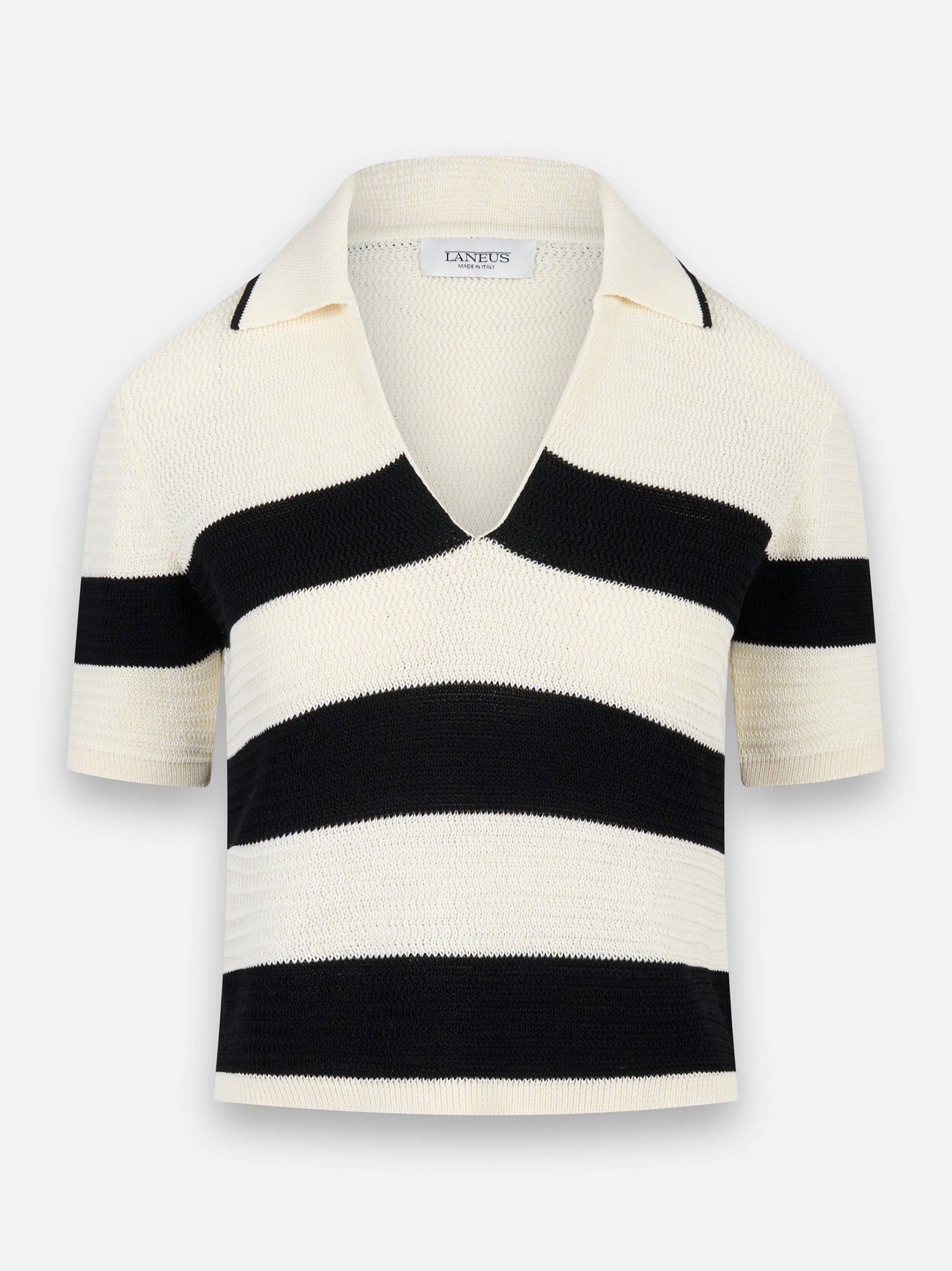 Polo in cotone con motivo a righe Nero