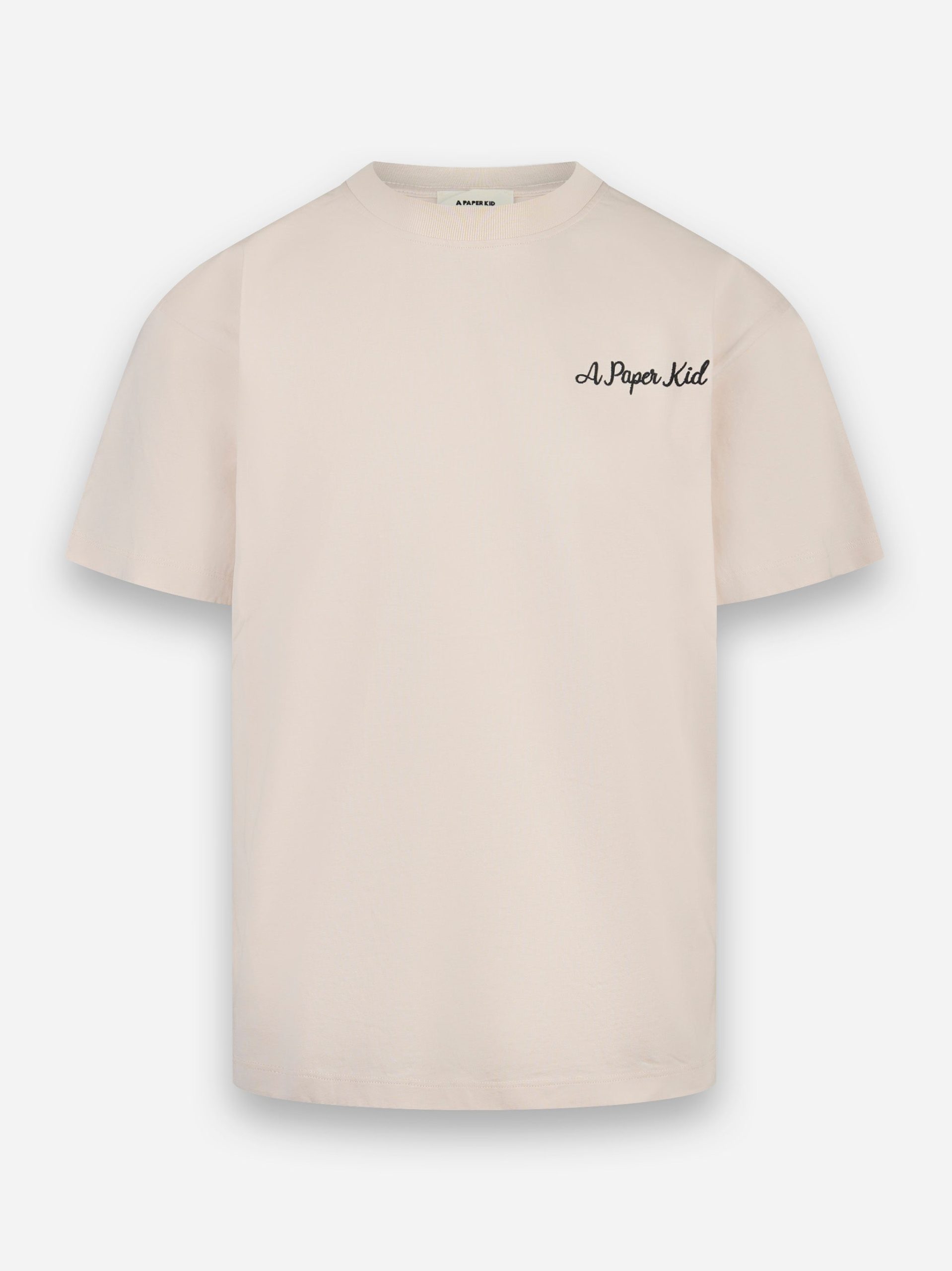 T-shirt manica corta con stampa logo Beige