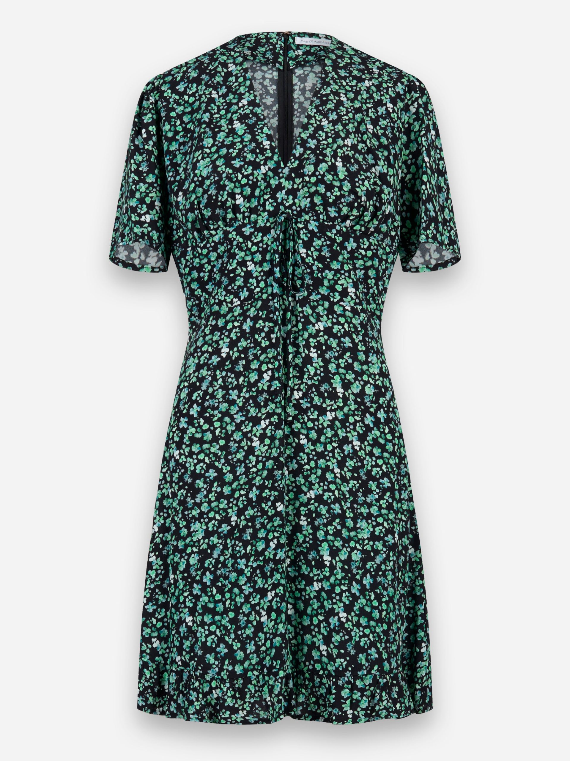 Abito Adele corto con scollo a V e volant Nero