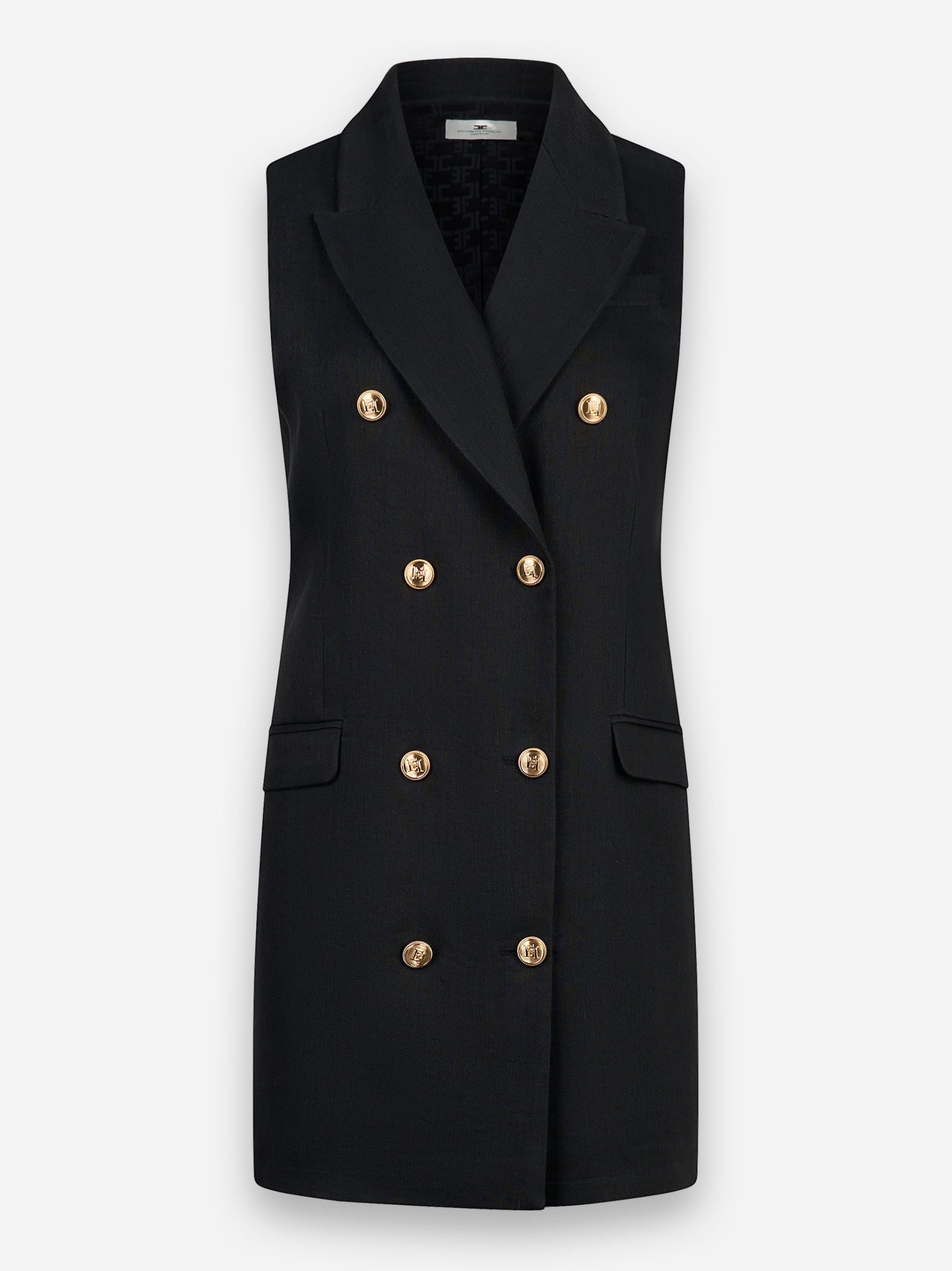 Abito in gabardina di misto lino Nero