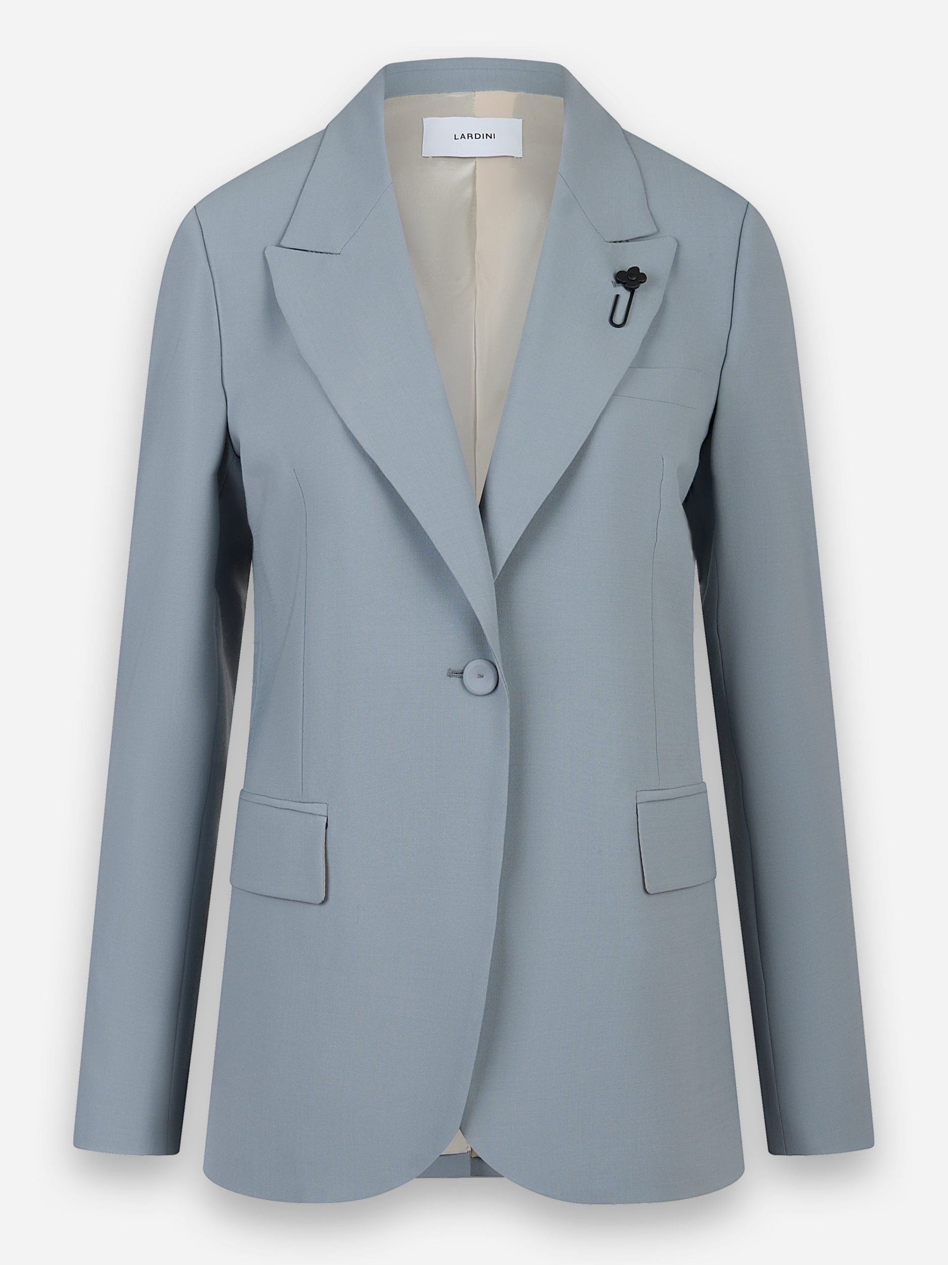 Blazer con rever a lancia in fresco lana Azzurro