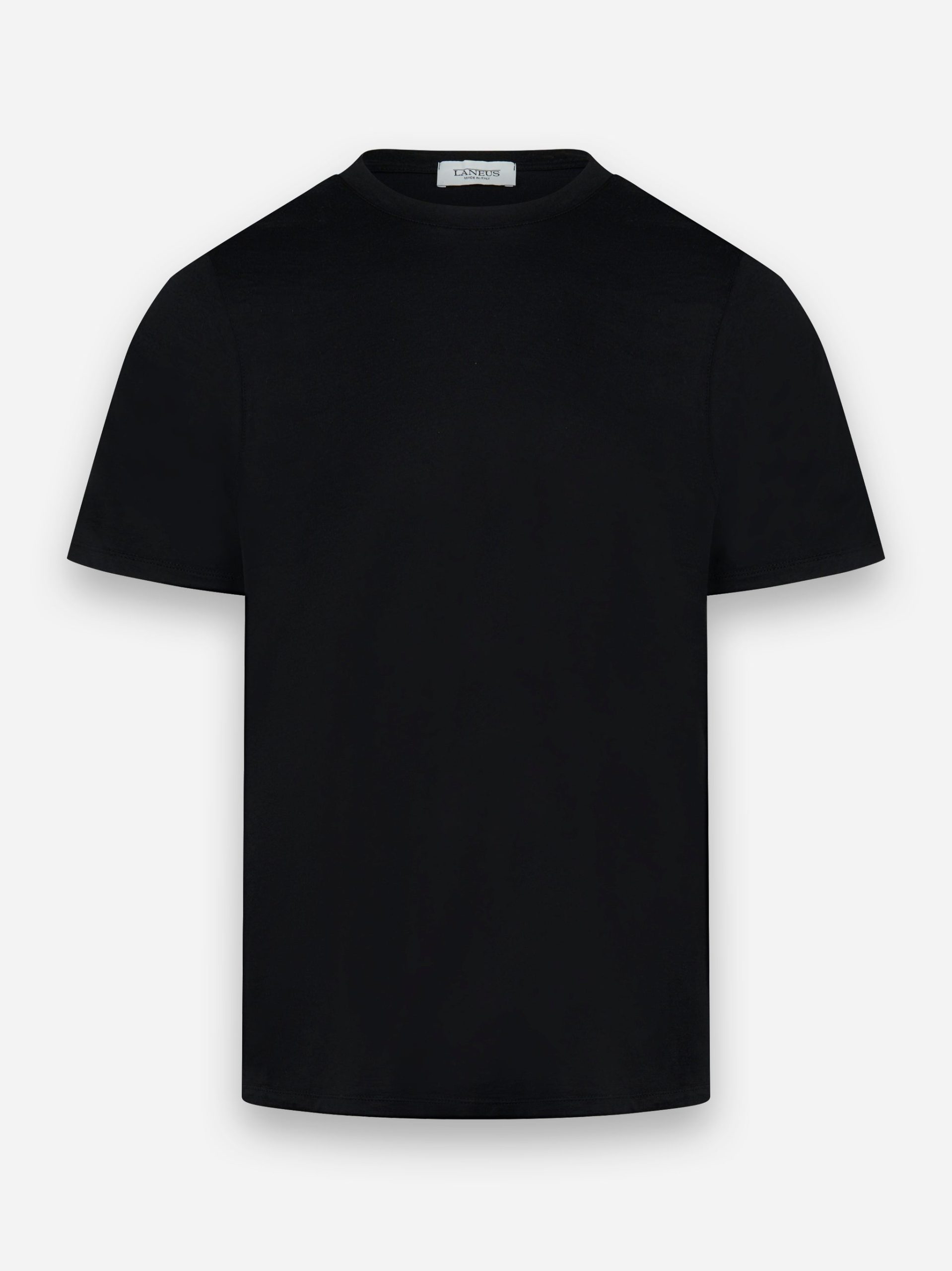 T-shirt manica corta in cotone e seta Nero