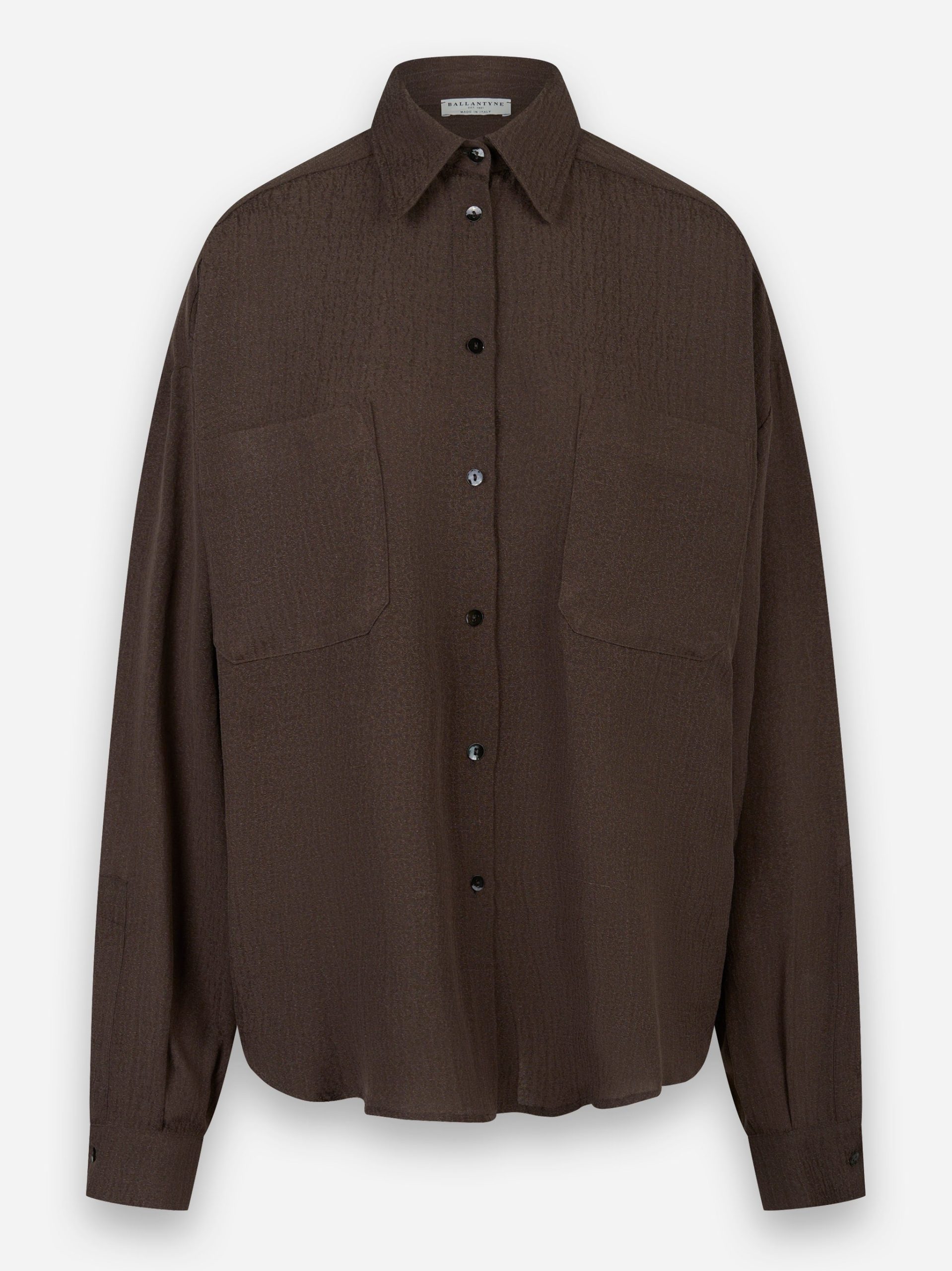 Camicia regular fit in seta Marrone