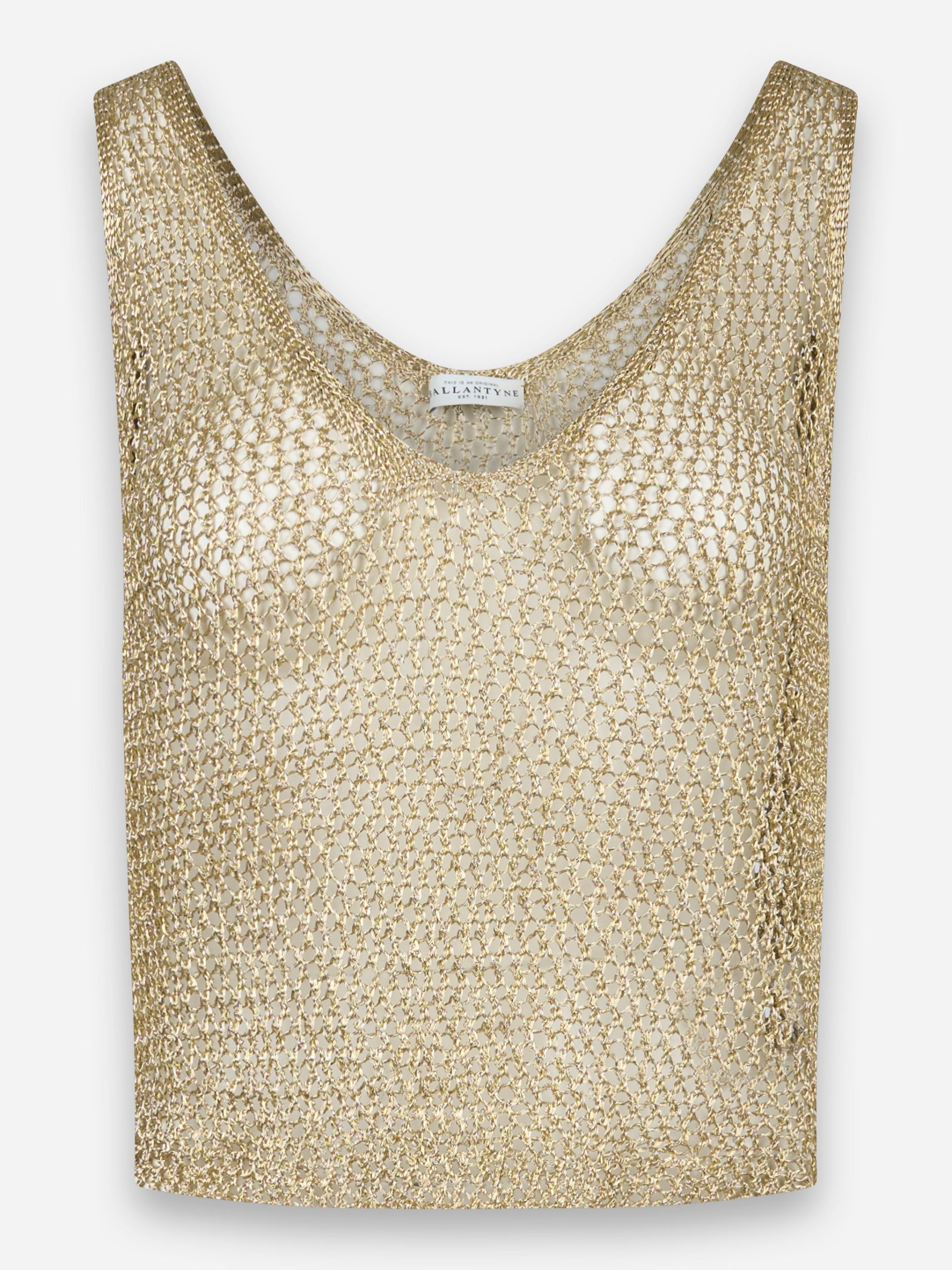 Top traforato in viscosa Oro