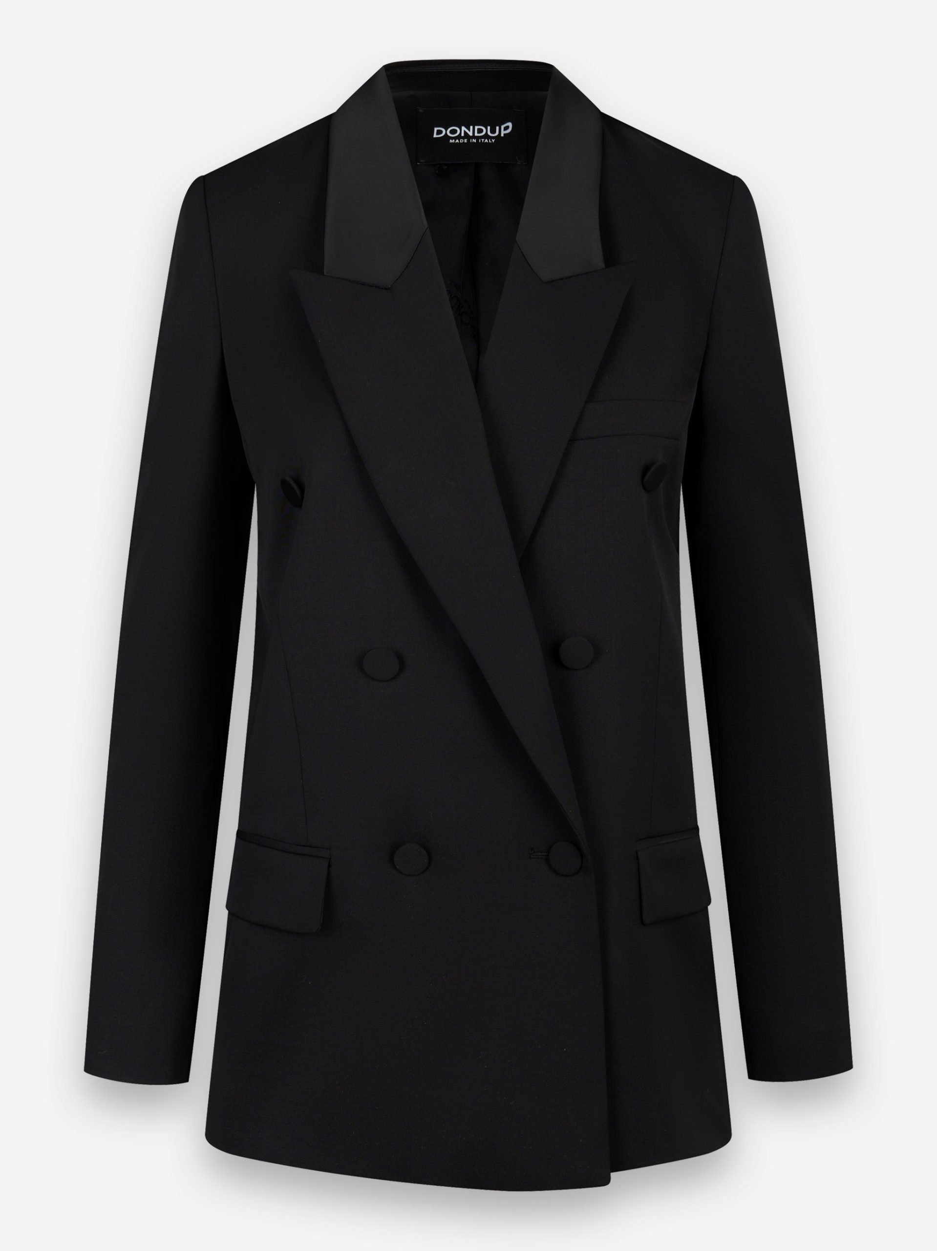 Blazer smoking con rever a lancia in fresco lana stretch Nero