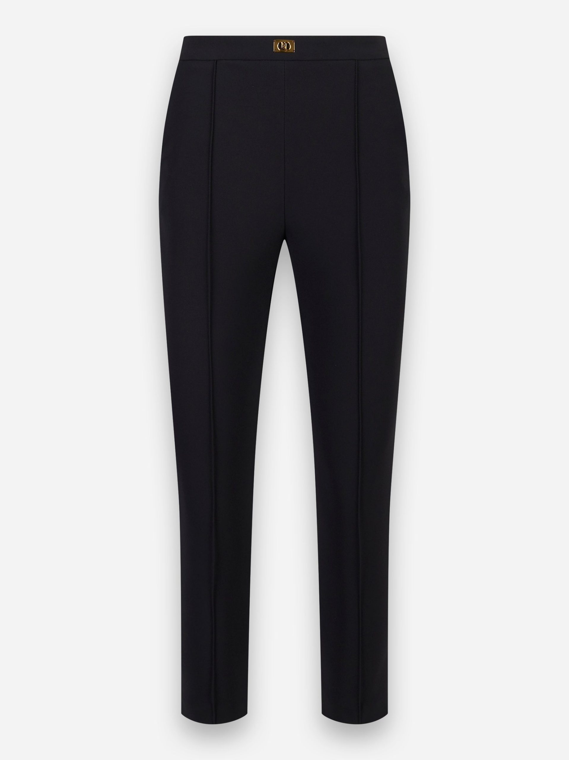 Pantaloni in crepe con tasche e placca logo Nero