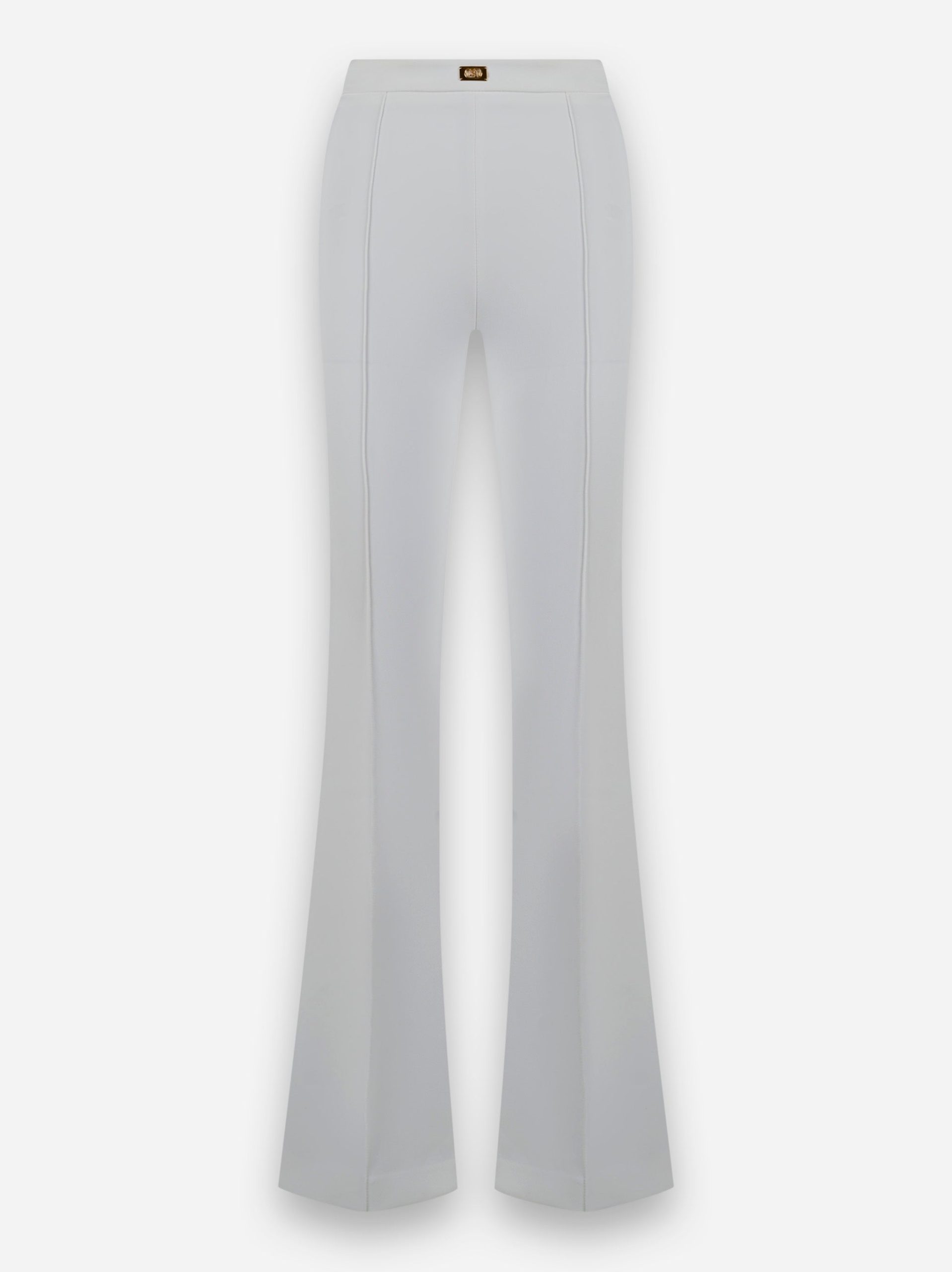 Pantaloni a zampa in crepe con placca logo Bianco