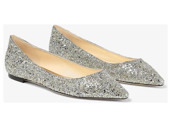 Ballerine a punta Romy con glitter argento Jimmy Choo