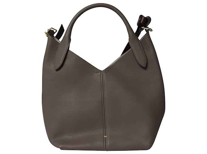 Anya Hindmarch Build a Bag Circles Hobo Bag in pelle grigia Grigio