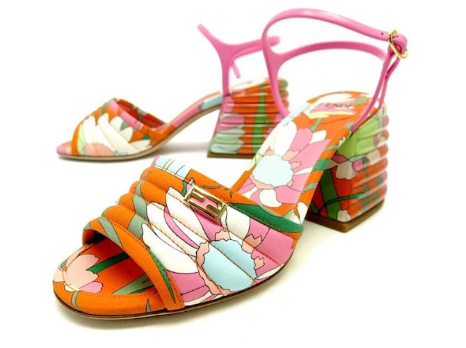 NUOVE SCARPE PROMENADE FENDI 8X7067 sandali 37.5 TESSUTO PER SCARPE MULTICOLOR Multicolore