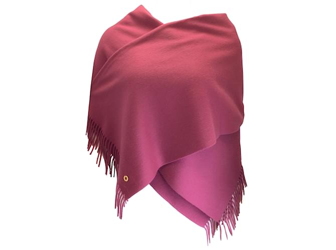 Loro Piana Opera Scialle in Cashmere con Frange Lampone / avvolgere / sciarpa Porpora