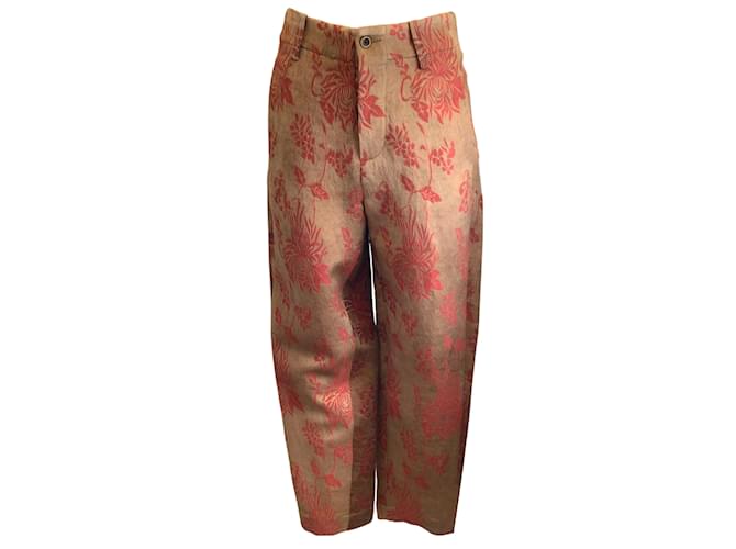 Autre Marque Uma Wang Senape / Pantaloni Jacquard Floreali Puni Leocrate Rossi