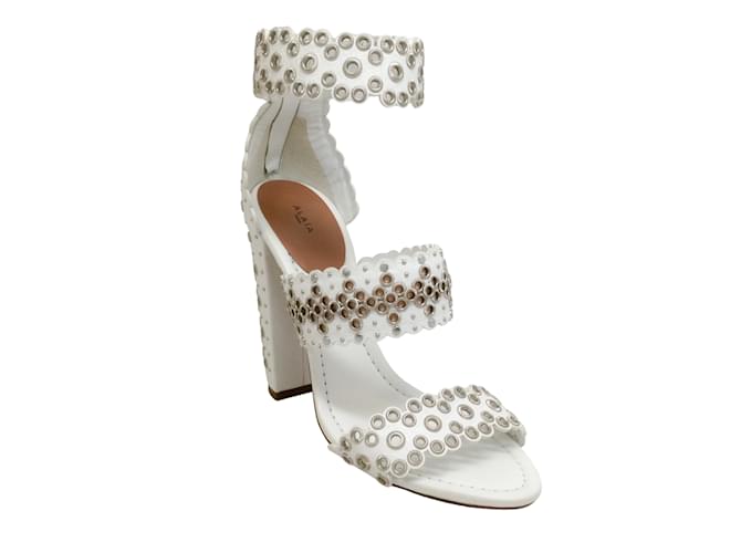 ALAÏA Sandali in Pelle Bianca con Cinturino alla Caviglia Bianco