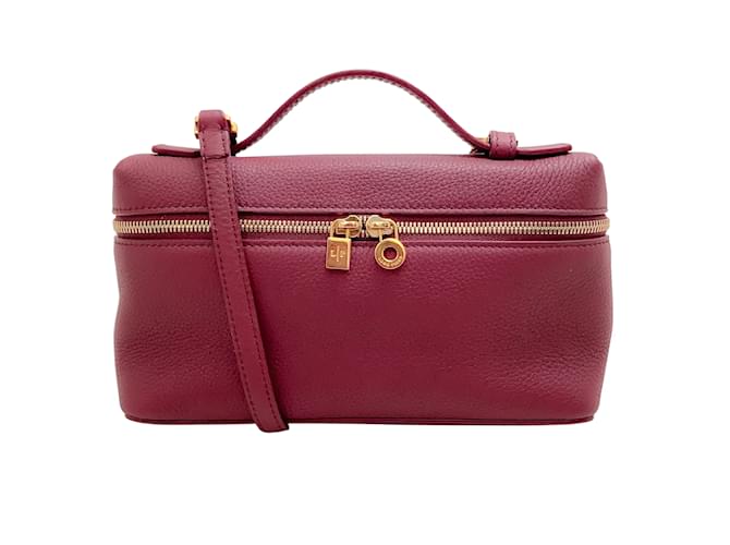 Loro Piana Pelle Bordeaux L19 Tasca extra con cinturino Rosso