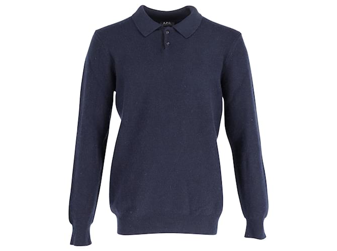 Apc alla.P.C. Polo Manica Lunga in Lana Blu Navy