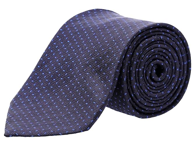 Cravatta a pois BOSS Hugo Boss in seta blu navy